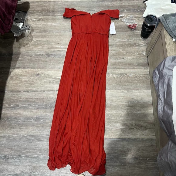 AZAZIE ALMENDRA A-Line Sweetheart Neckline Mesh Floor-Length Dress Rust - Picture 10 of 12